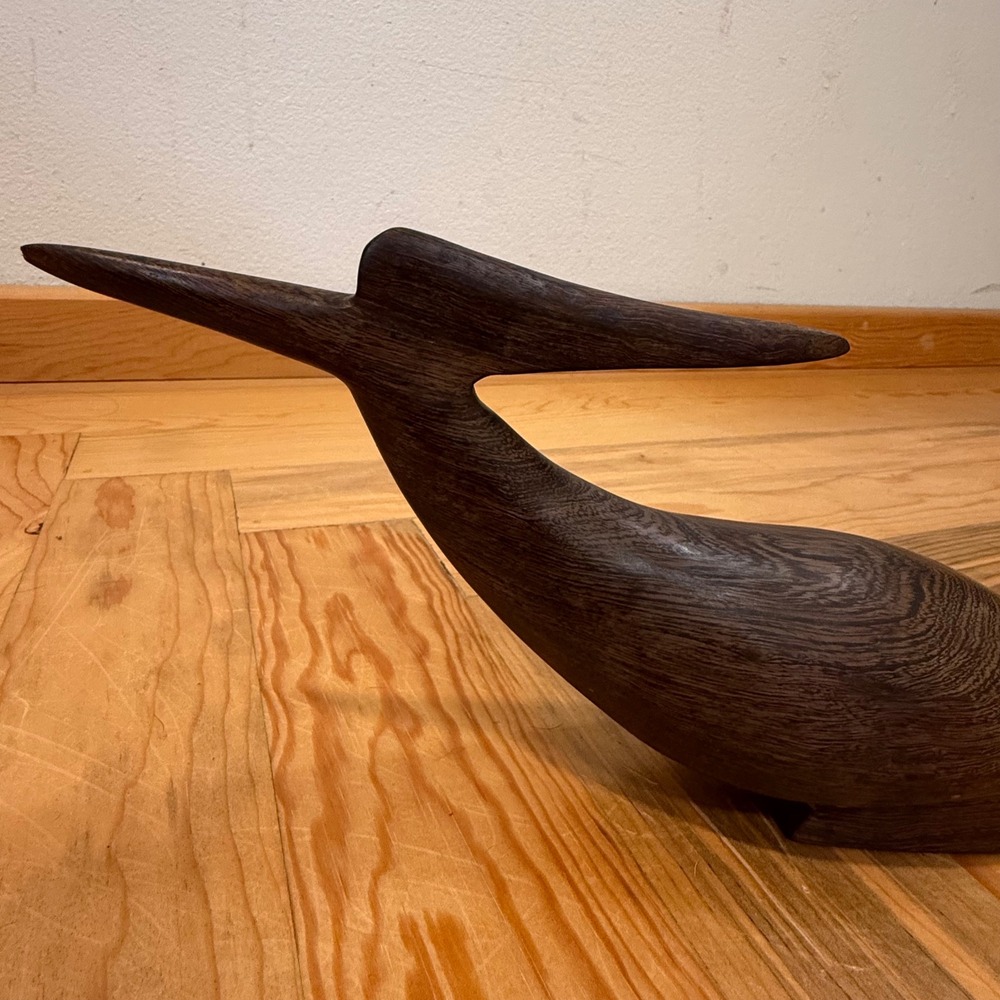 Vintage 70s Wooden Mid Century Modern Decor Folk Art Bird Carving Sculpture - Picture 7 of 13
